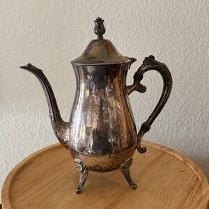 Vintage Silver Teapot with Ornate Handle
